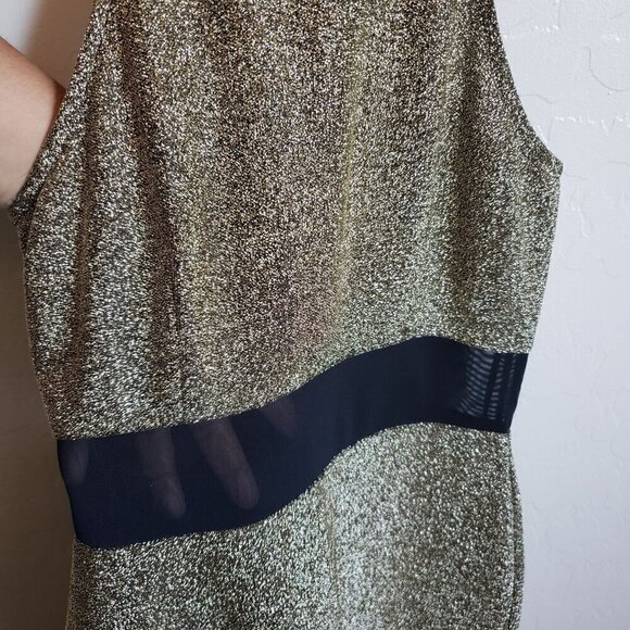 Forever 21 Glitter Sheer Panel Mini Dress Sparkle Gold/Black Size Women's Medium - Picture 4 of 10